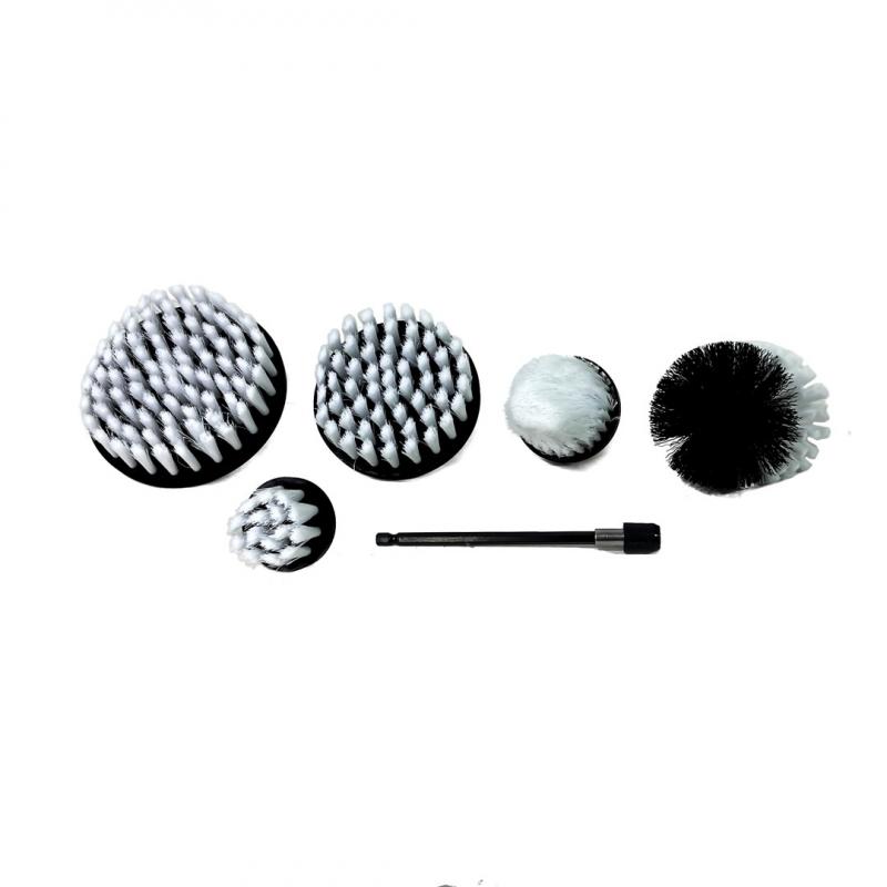 Imagen ilustrativa de KIT 5 CEPILLOS PARA TALADRO + ALARGADOR LIMPIEZA DE TAPIZADOS