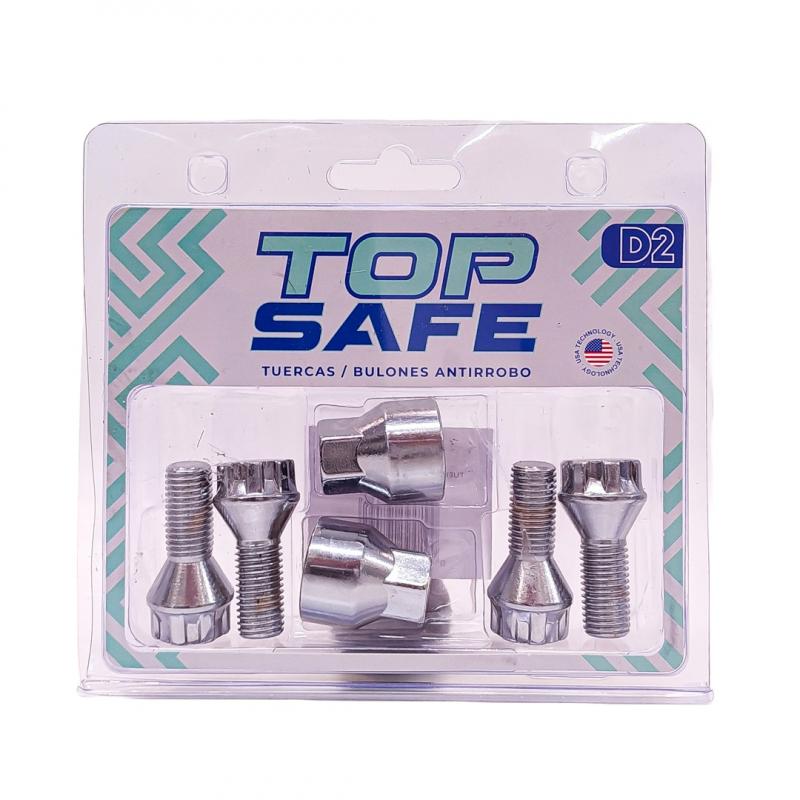 Imagen ilustrativa de CONJUNTO DE 4 BULONES + 2 LLAVES MEDIDAS PASO DE ROSCA 12X1.5, HEXAGONO 17MM, LARGO 24MM. MARCAS: RENAULT / SEAT / FORD / OPEL / CHEVROLET-GENERAL MOTORS / SUZUKY CANTIDAD POR CAJA MASTER 50