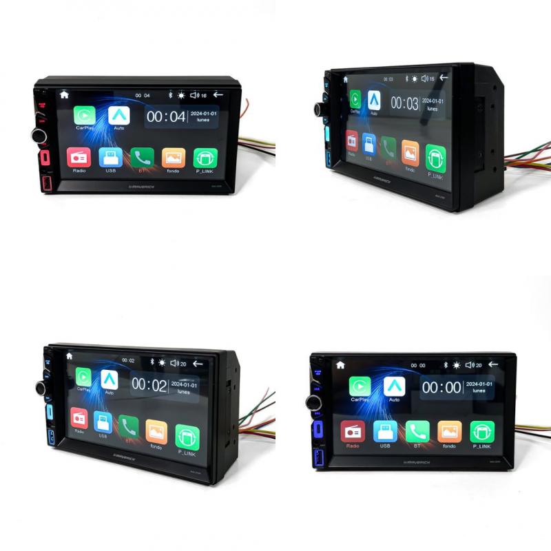 Imagen ilustrativa de 2 DIN 7" CON TOUCH SCREEN, CARPLAY & ANDROID AUTO, BLUETOOTH, AM / FM RADIO, CONEXION USB Y CARGADOR TIPO C, RGB, FICHA ISO, POTENCIA 4*45W, INCLUYE CONTROL REMOTO