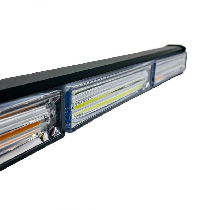 Imagen ilustrativa de 12-36V BLANCA Y AMBAR 8 BLOQUES COB 120W FLASH 10 FUNCIONES 1200X40X45MM INCLUYE TOMA A 12V CON INTERRUPTOR ON / OFF Y MANEJO DE FUNCIONES DESTELLANTES